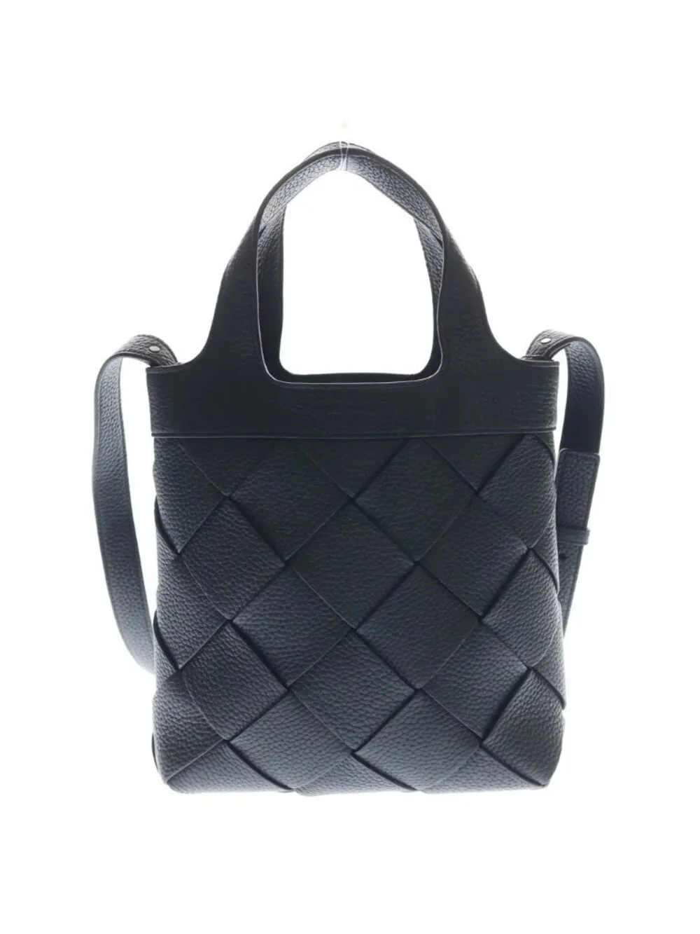 Bottega Veneta Small Diago Leather Quilted 2-Way Tote Shoulder Back Black